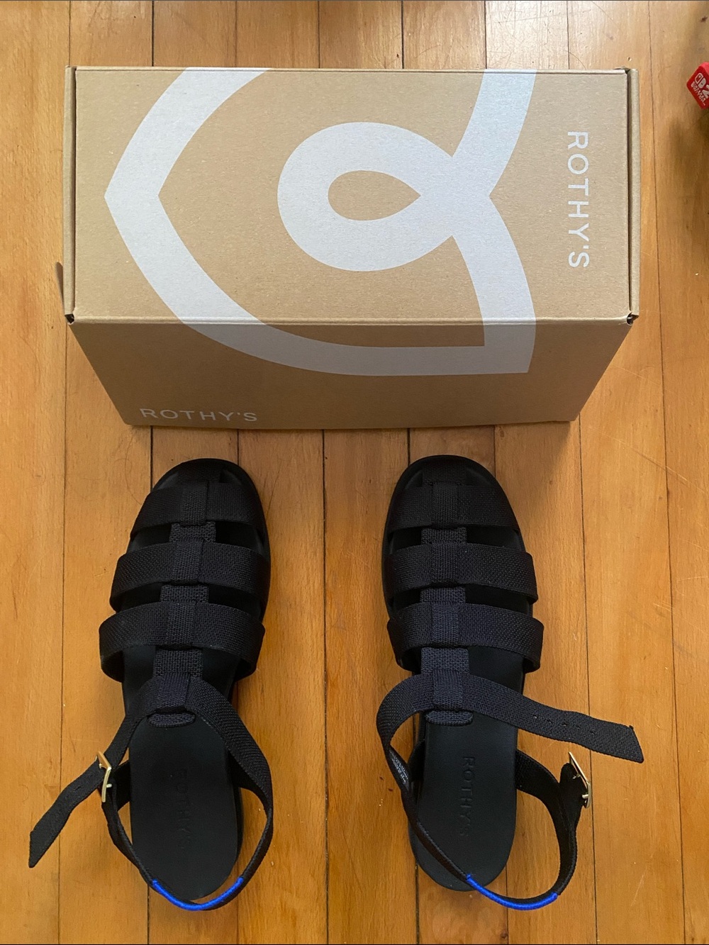 Rothy's Black Fisherman Women's Sandals with Ankle Buckle